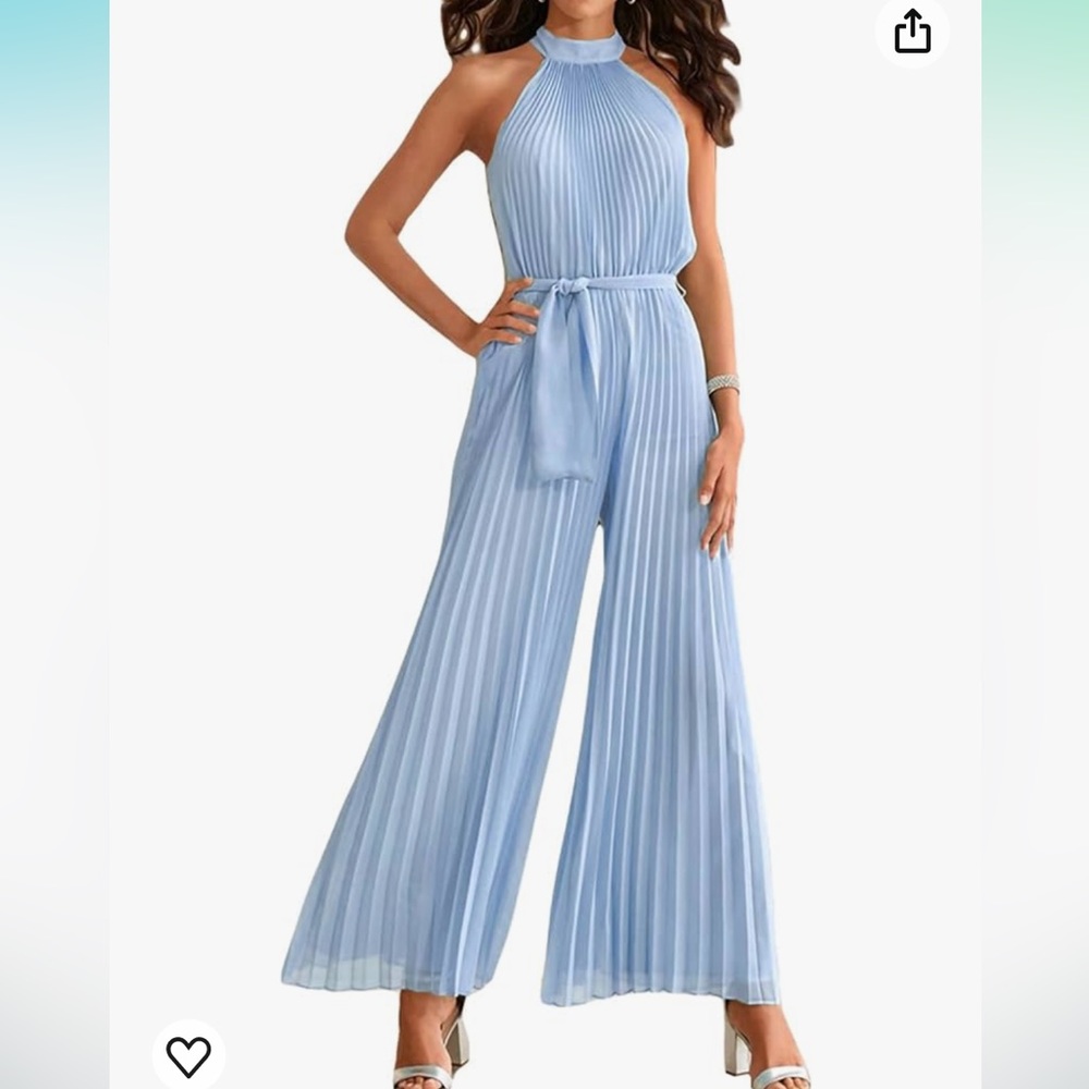 Elegant Blue Halter Jumpsuit